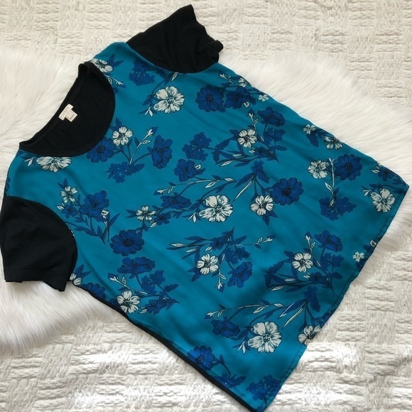 J. Crew Factory Two-Tone Floral T-Shirt Top L - Picture 2 of 8